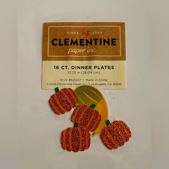New 16 Paper Dinner Plates Pumpkin Pumpkins Clementine Paper Fall Thanksgiving - Picture 3 of 9